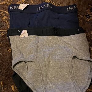 Hanes Men's Briefs - Dark Blue and Light Gray